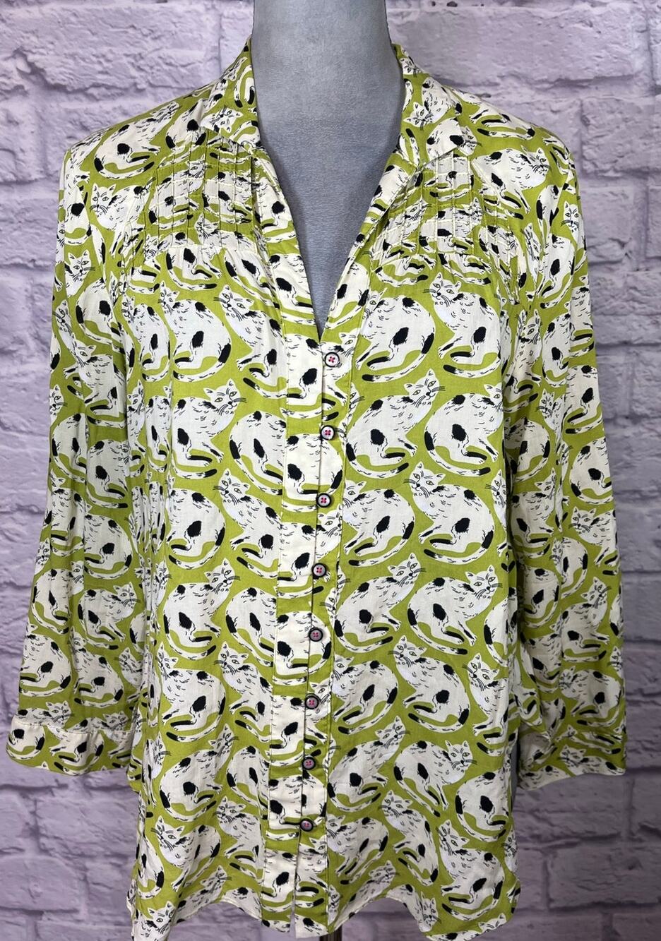 16 of 52 Conversations by Anthropologie Whimsical Cat Tunic Blouse
